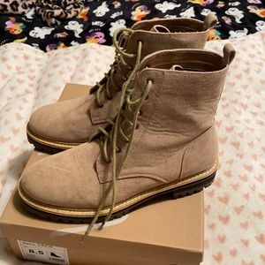 Only worn twice “combat” boots fake suede size 8.5 women’s